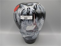 Fenton Ebony Louis Piper HP vase-