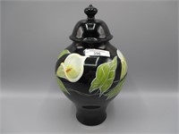 Fenton Ebony Louis Piper HP vase-