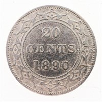 NFLD. 1890 Sterling Silver 20 cents