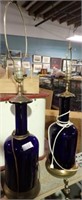2 BLUE GLASS LAMPS UP TO 38"