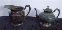 Silverplate Teapot & Pitcher (7"H Each)