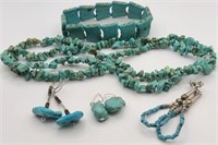 Turquoise Earrings, Necklace and Bracelet