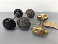 Antique Door Knobs -3 Sets -Brass, Iron, Porcelain