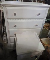 WHITE PAINTED CHEST 36x18x51 + END STAND