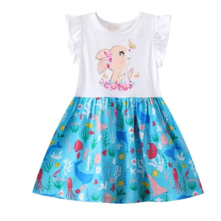P3255  CM-Kid Bunny Print Dress 3T