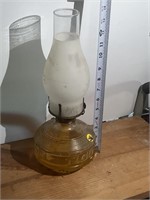 Vintage oil lantern, a little oily, clear glass,