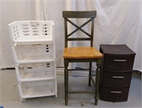 STOOL, STORAGE BINS, 3 DRAWER PLASTIC STORAGE