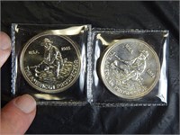 1984 & 1985 1 OZT Fine Silver Rounds Prospector