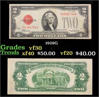 1928G $2 Red Seal United States Note Grades vf++