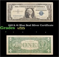 1957A $1 Blue Seal Silver Certificate Grades vf+