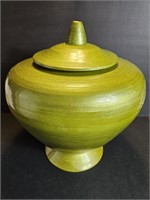 Laquered Spun Bamboo Decorative Lidded Urn