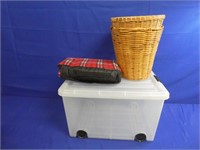 Tub, Wicker Baskets & Blanket