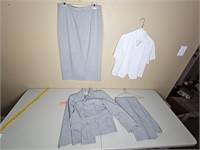 Women's gray suit and blouse