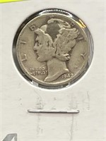 Mercury Head 90% Silver Dime 1942-D