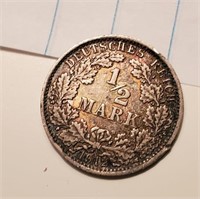 German 1/2 Mark 1912 Coin
