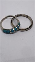 (2) sterling rings size 6 turquoise & 9.5, 4.8g