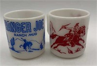 ANCHOR HOCKING CHILDS RANGER JOE AND HORSE CUPS