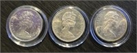 (3) Canadian Silver Dollars: 1965, 66 & 67