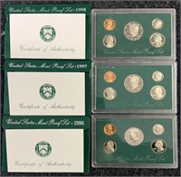 (3) Proof Coin Sets - 1996 - 1997 - 1998