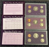 (3) Proof Coin Sets - 1987 - 1989 - 1990