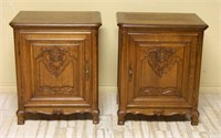 Louis XV Style Carved Oak Side Cabinets.