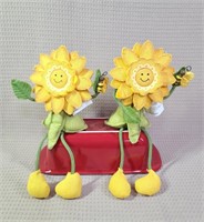 Pair Of Happy Sunflower Shelf Setters