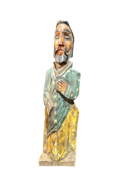 Handcrafted Wooden Statue of a Man - Detailed Art