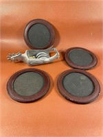 Von Pok & Chang Spur with 4 Leather Coasters