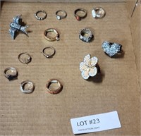 14 DIFF. COSTUME JEWELRY RINGS