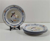 1994 Newcor Stoneware Cow Chef Dinner Plates 4