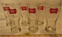 6 MILLER High Life Beer Glasses- Great Cond