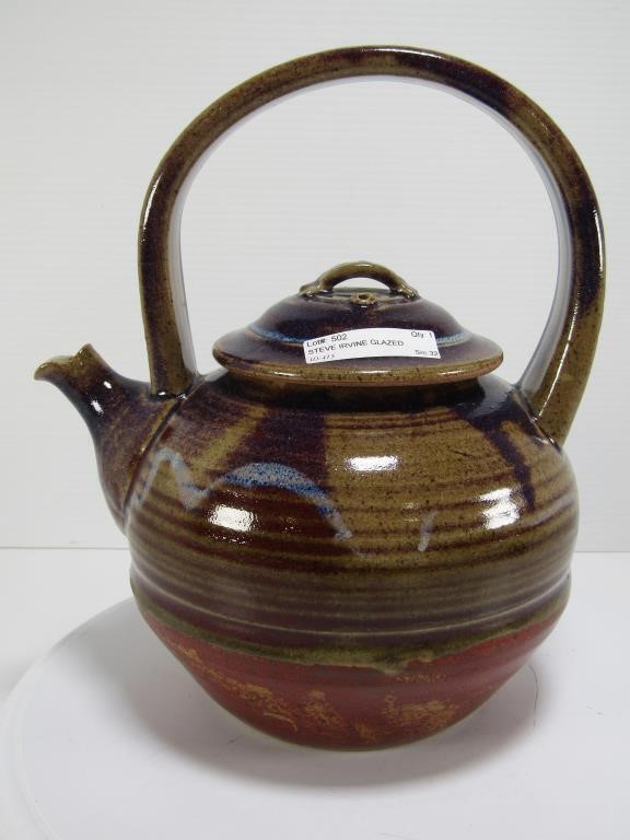 STEVE IRVINE GLAZED POTTERY TEA POT