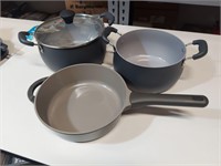 3 ASSORTED POTS AND PANS