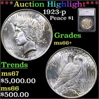 ***Auction Highlight*** 1923-p Peace Dollar $1 Gra