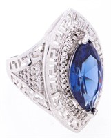 ESTATE - Fancy Marquis Saphire Blue Ring, Size 9