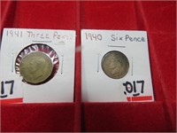 1940 6 Pence & 1941 Three  Pence