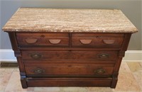 Marble Top 4-Drawer Dresser 44"L 25½"W 30"T