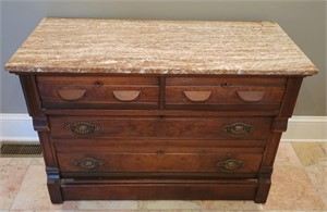 Marble Top 4-Drawer Dresser 44"L 25½"W 30"T