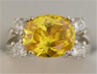 6 ct Yellow and White Sapphire Dinner Ring