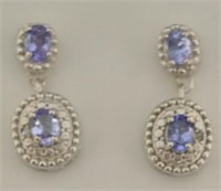 Genuine Tanzanite and Diamond Earrings