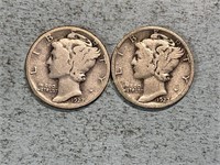 Two 1927 Mercury dimes