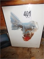 18"X 24" FRAMED,SIGNED & DATED WOLF PRINT