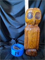 Large Wooden Carved Owl Statue