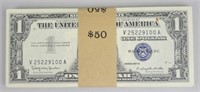 50 1957-B Consecutive Serial # One Dollar Notes.