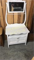 Painted hotel washstand with mirror and towel bar