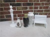 Lot of Misc- Difuser Lamp, Bench, Candle Holder +