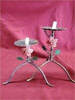 Two Metal Candlestick Holder