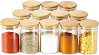 6 OZ Glass Spice Jars with Bamboo Lids, Storage