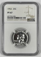 1952 Washington Silver Quarter Proof NGC PF67