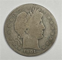 1901-S Barber Silver Half About Good AG
